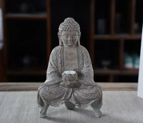 Zen-Buddha-Statue aus Kunstharz für den Außenbereich 27 cm