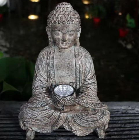 Zen-Buddha-Statue aus Kunstharz für den Außenbereich 27 cm