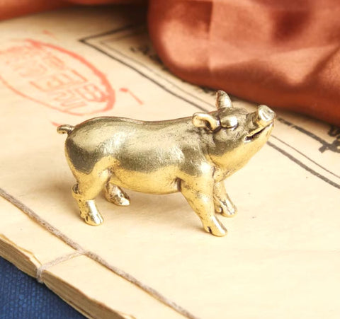 Statuette Schwein Messing 3 cm