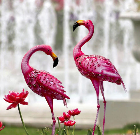 Flamingo-Statuen für den Außenbereich / Garten - (Satz 2) - 80 cm