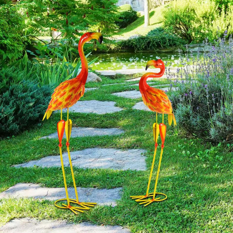 Flamingo-Statuen für den Außenbereich / Garten - (Satz 2) - 70 cm