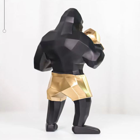 Stature Gorilla Boxer Schwarz / Gold 25 cm