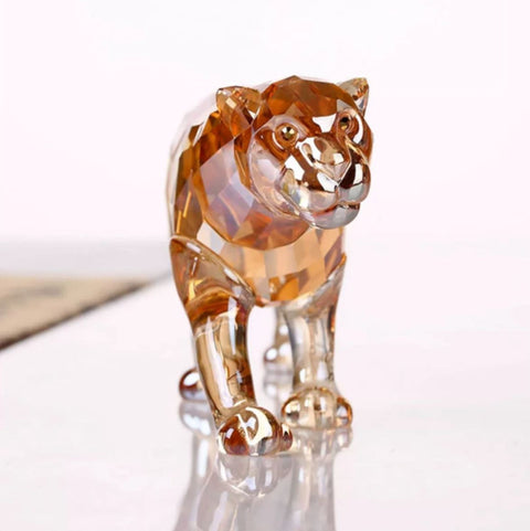 Leopardenstatuette aus Champagnerkristall, 6 cm