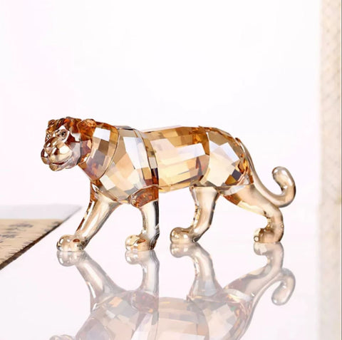 Leopardenstatuette aus Champagnerkristall, 6 cm