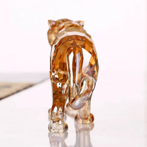 Leopardenstatuette aus Champagnerkristall, 6 cm