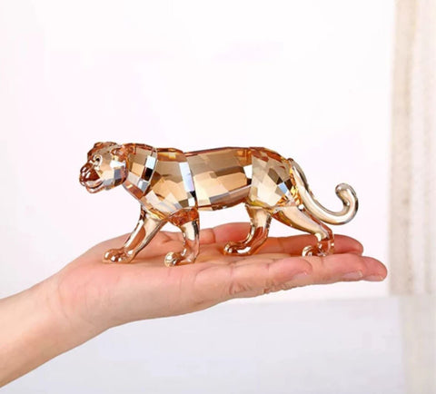 Leopardenstatuette aus Champagnerkristall, 6 cm