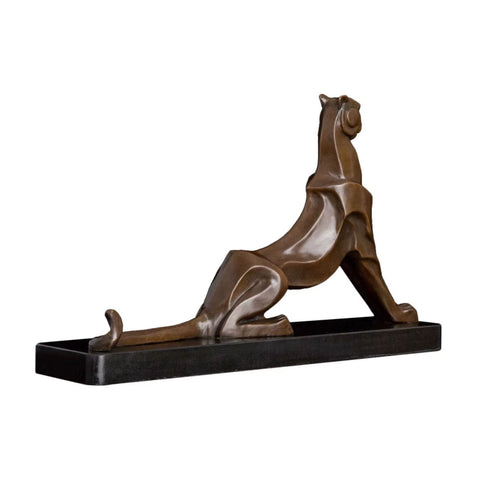 Statue sitzender Leopard aus Bronze 24 cm