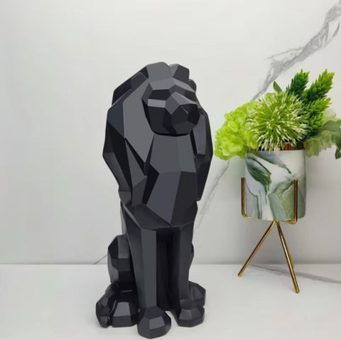 Origami-Löwen-Statue schwarz 26 cm