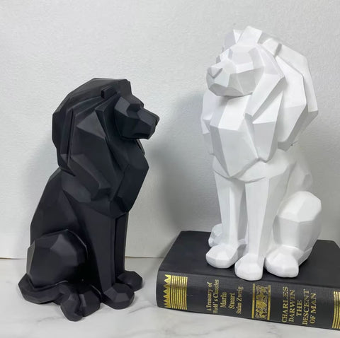 Origami-Löwen-Statue schwarz 26 cm