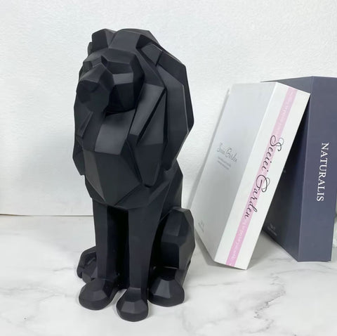 Origami-Löwen-Statue schwarz 26 cm