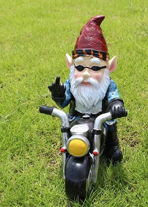 Statue Gartenzwerg Motorradfahrer 23 cm