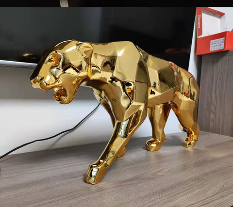 Origami-Panther-Statue aus Goldharz 70 cm