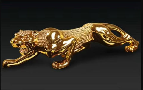 Pantherstatuette aus Goldharz 6 cm