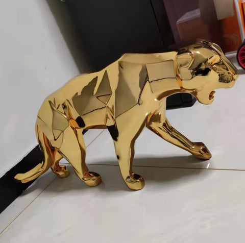 Origami-Panther-Statue aus Goldharz 70 cm