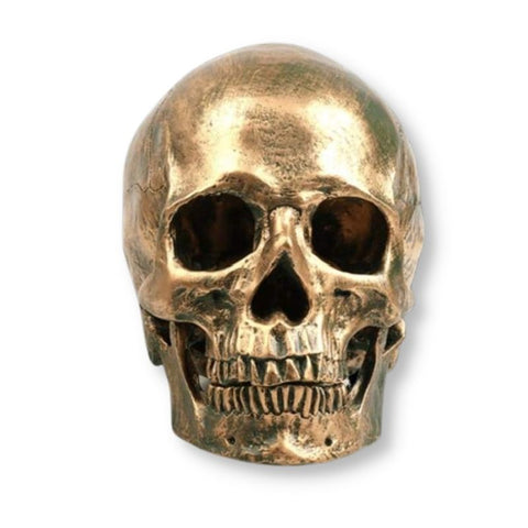 Totenkopfstatue<br> Goldener Totenkopf 14 cm